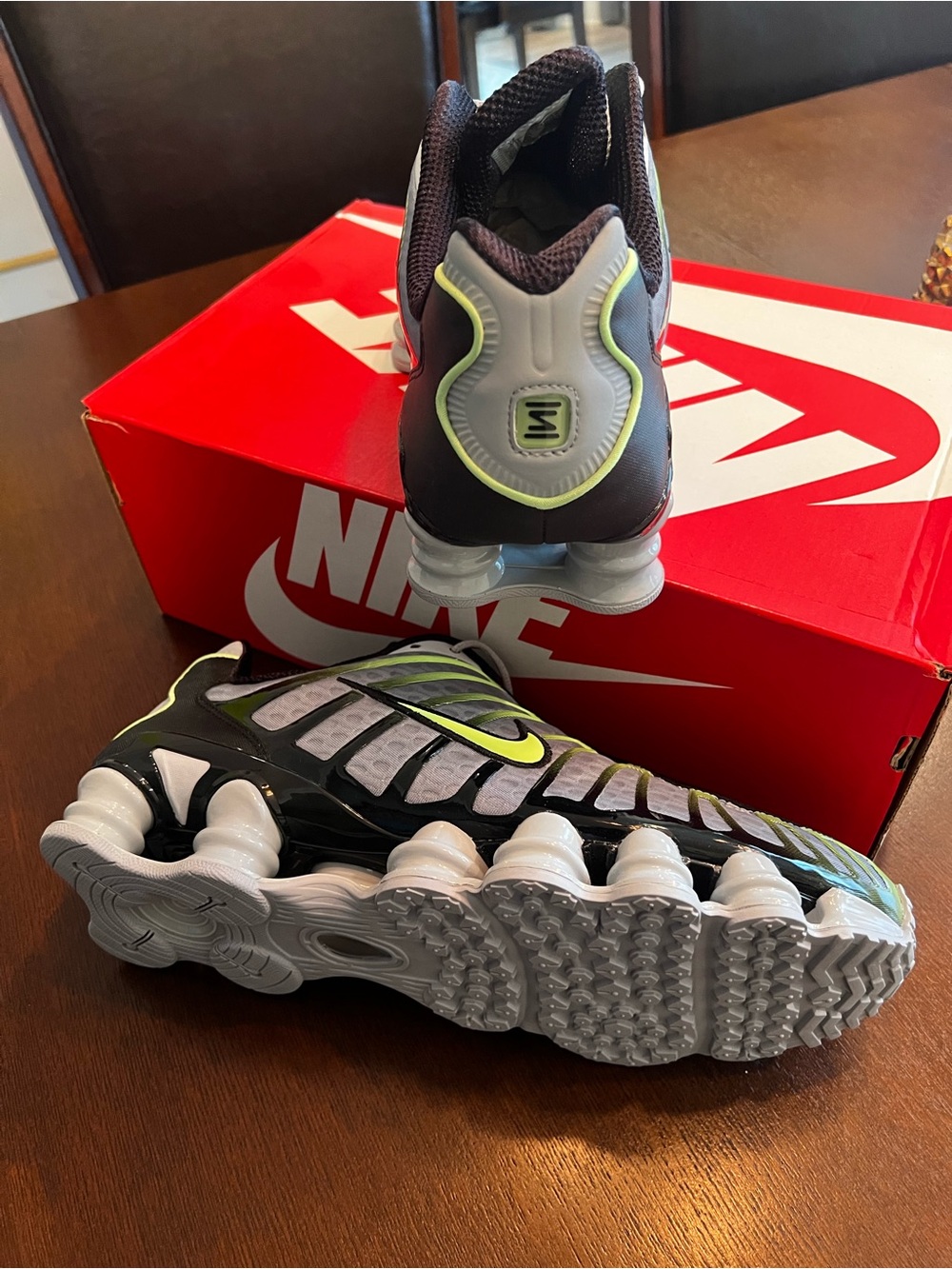 Nike Shox Running Sneakers - Gray with Neon Yellow Accents - Picture 5 of 5